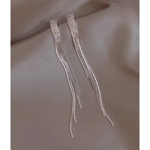 长款珍珠流苏耳环女轻奢气质耳坠独特2025新款爆款高级感耳夹耳饰