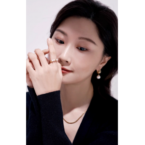 传福珍珠戒指轻奢小众高级感新中式可调节开口戒